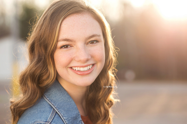 Close up portrait of a teenage girl on a sunny day in Midland, Michigan by Eve Tuft Photography, Senior Portrait Photographer