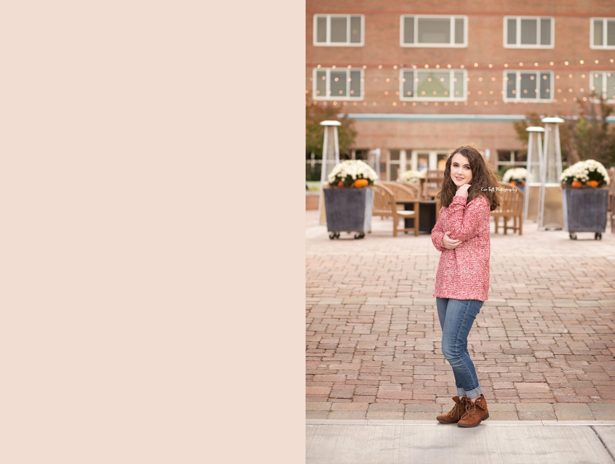 High school senior girl posing while standing up on some cobblestone | Bay City, Saginaw, Auburn Photographer