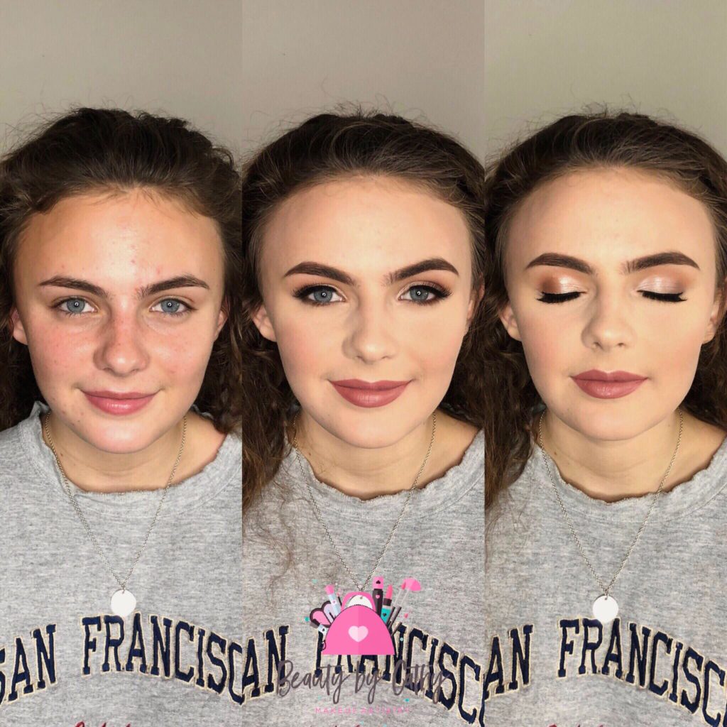 Professional Makeup before and after of a high school girl | Senior Photographer in Midland, Michigan