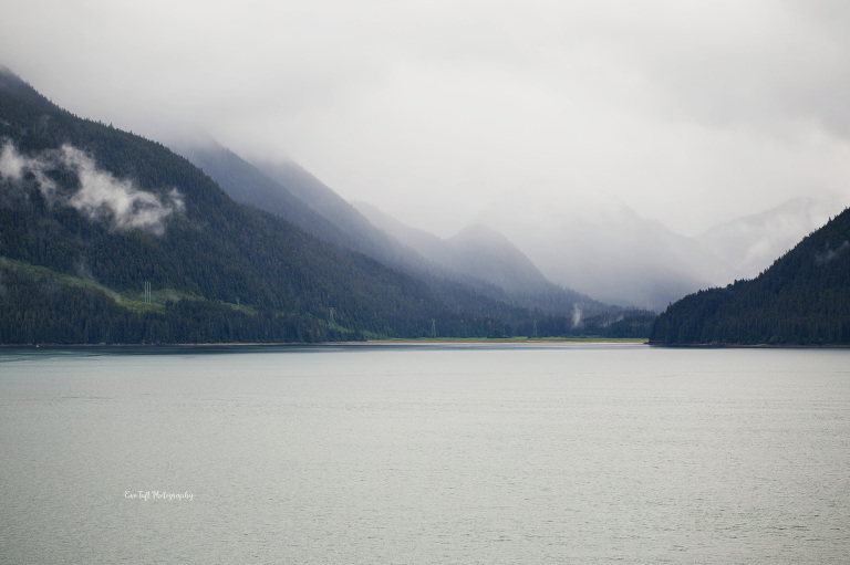 Mountains and water and clouds in Alaska