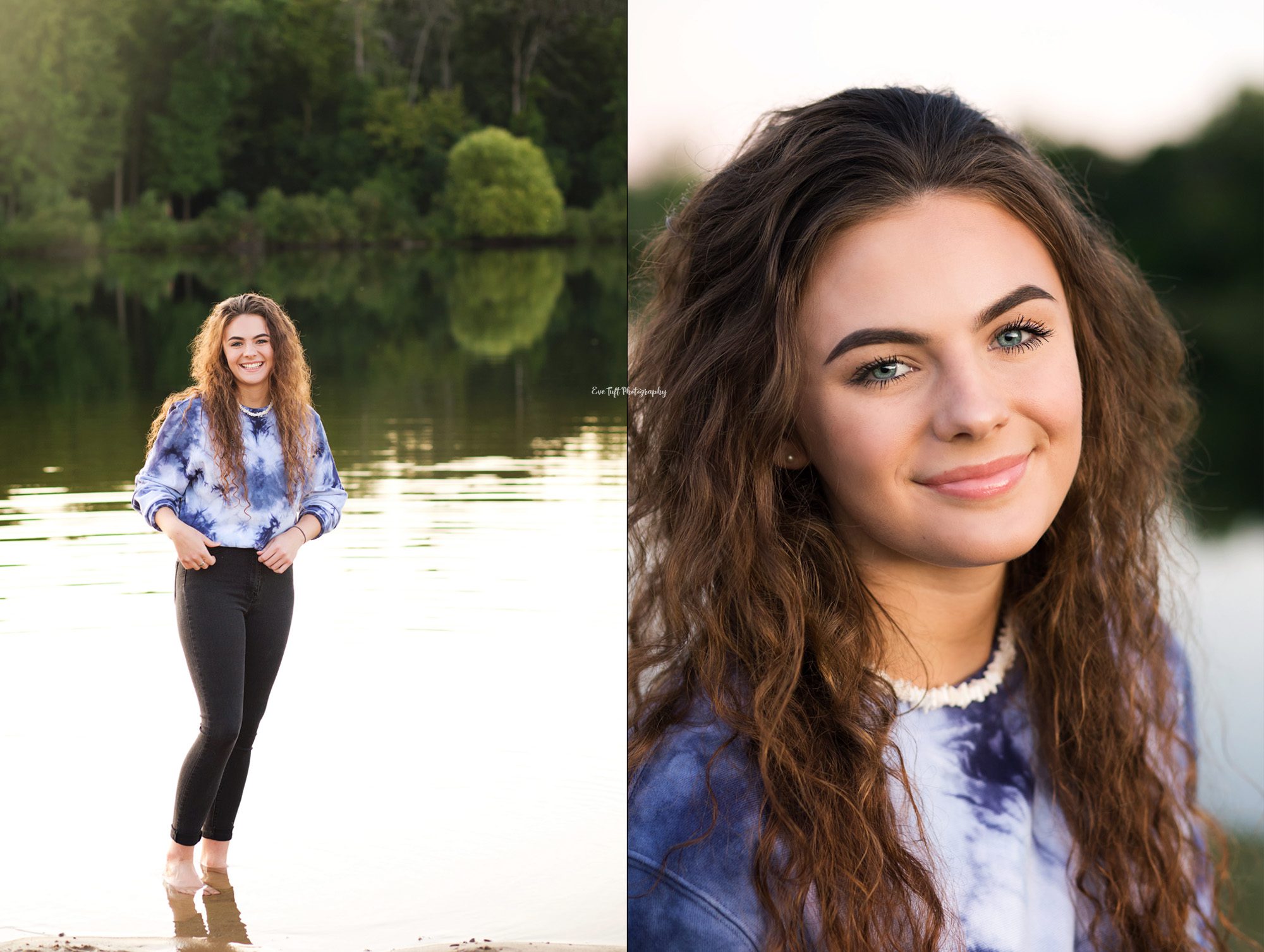 Senior girl standing in the water at Stratford Woods in Michigan | Senior Portrait Photographer