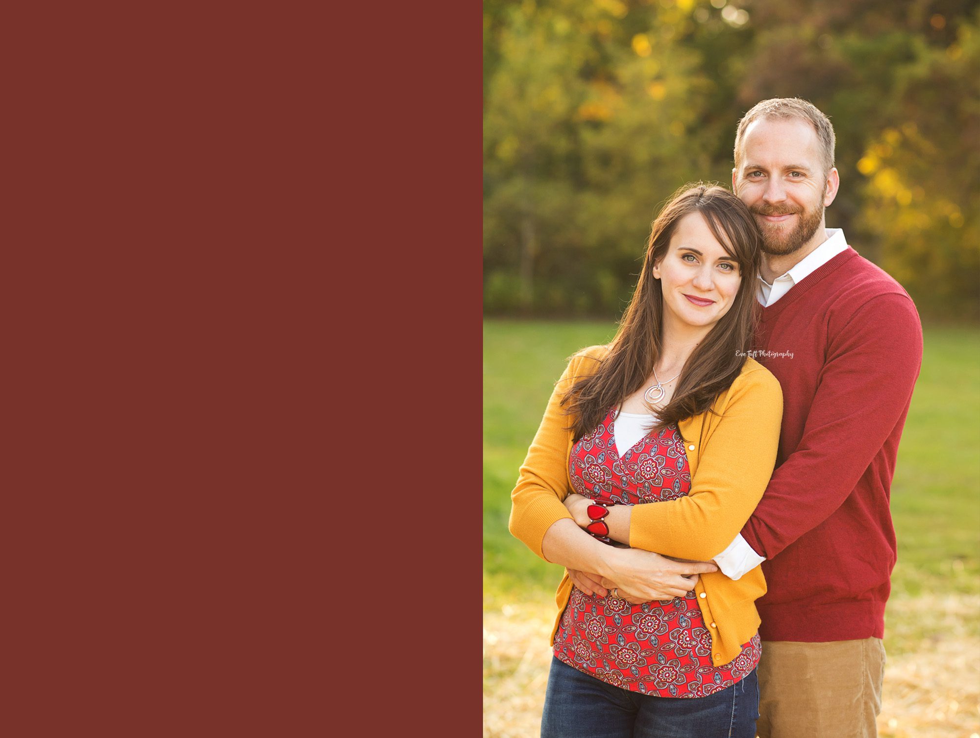 A woman leans against her husband outside as they smile at the camera | Senior Photographers in Midland, MI
