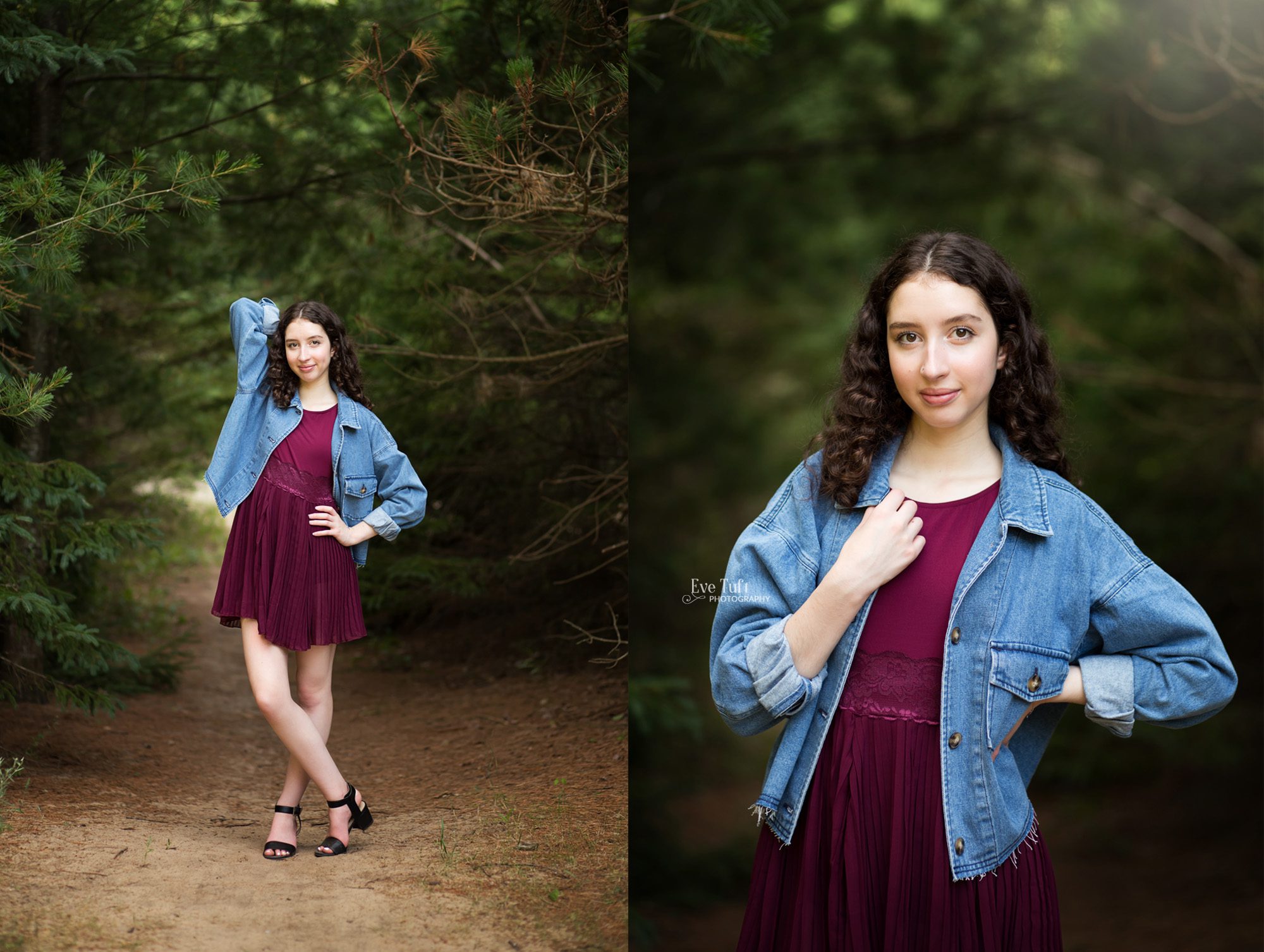 A senior girl poses with her hands on her hips outside at City Forest | Michigan Portrait Photographer Eve Tuft