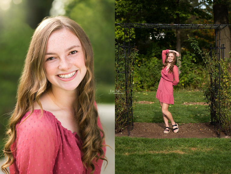 A senior girl poses at Dow Gardens for her session | Photographers in Midland, MI