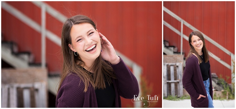 Beautiful senior girl laughing outside in an alleyway | Bay City Senior Photographer in Michigan