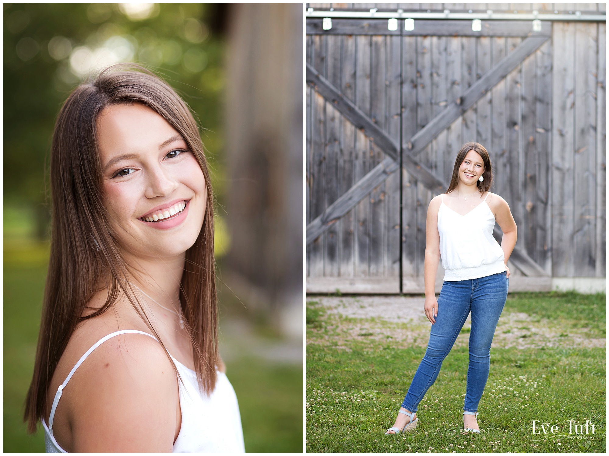 Senior girl poses in front of a barn at the Chippewa Nature Center outside | Michigan Senior Photographers