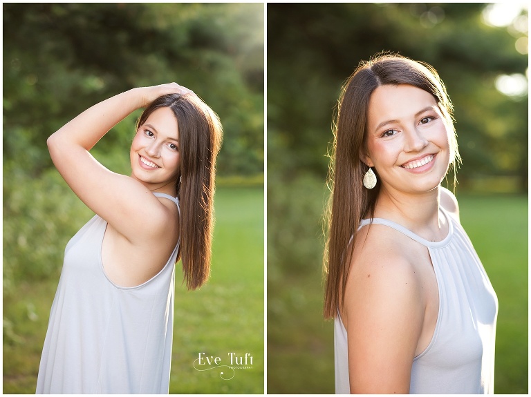 Senior girl poses for headshots outside in Midland, Michigan | Photographers near me in Midland