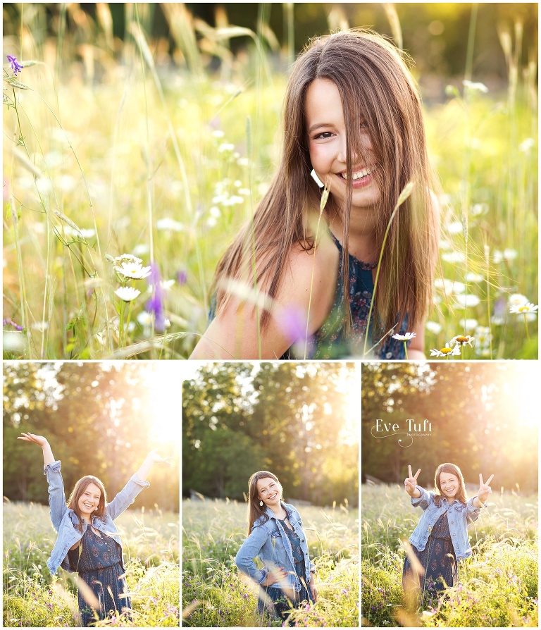 Senior girl in wildflowers in the sunshine at the Nature Center in Midland, MI | Senior Photographers in Michigan