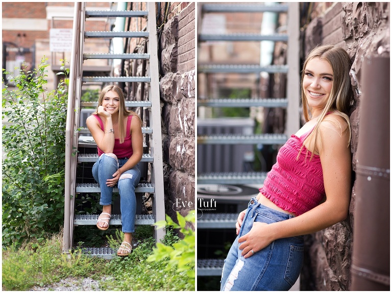 A saginaw, MI teen gets her photos taken by Eve Tuft in Downtown Midland | Senior Photographers in Midland, MI