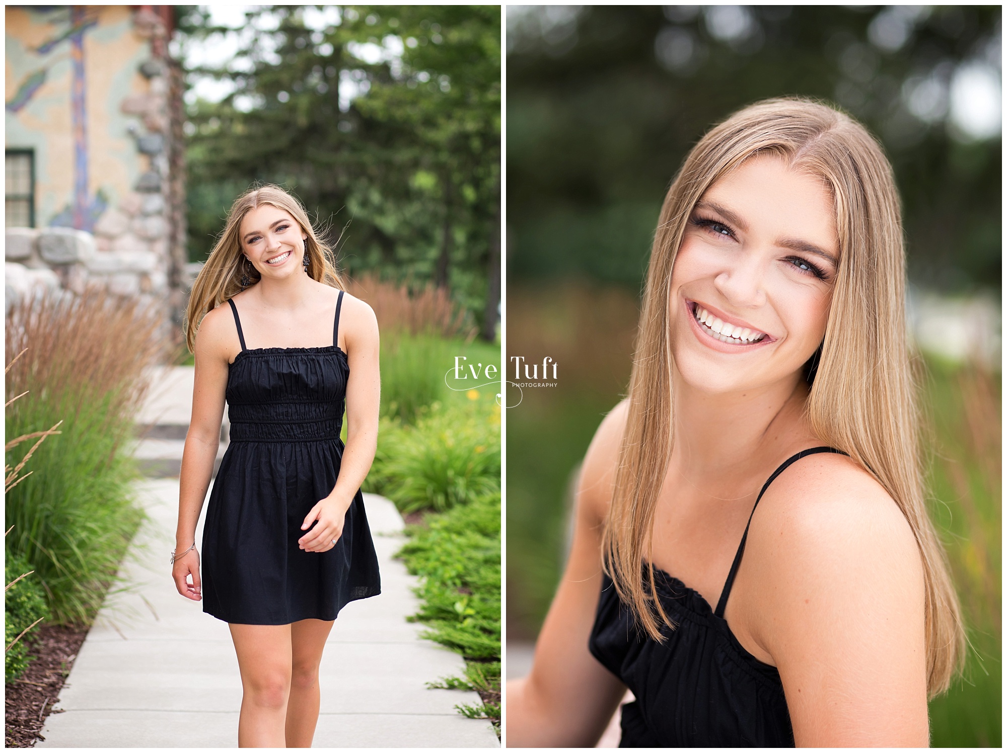 A teen walks toward the camera in front of the courthouse for her senior pictures | Senior Photographers in Midland, MI