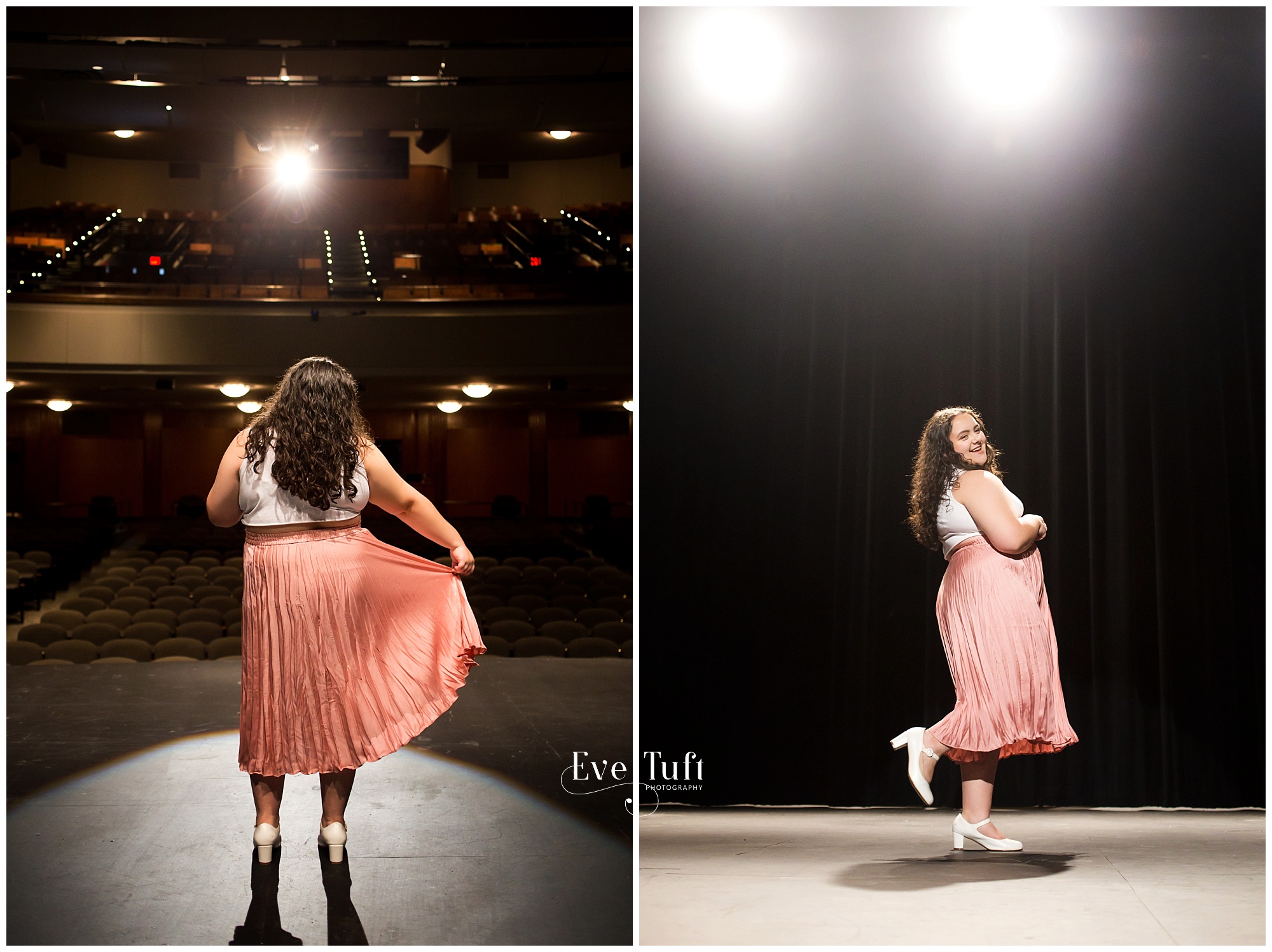 A senior girl stands on stage for her photo session | Senior Photographers in Midland, Michigan