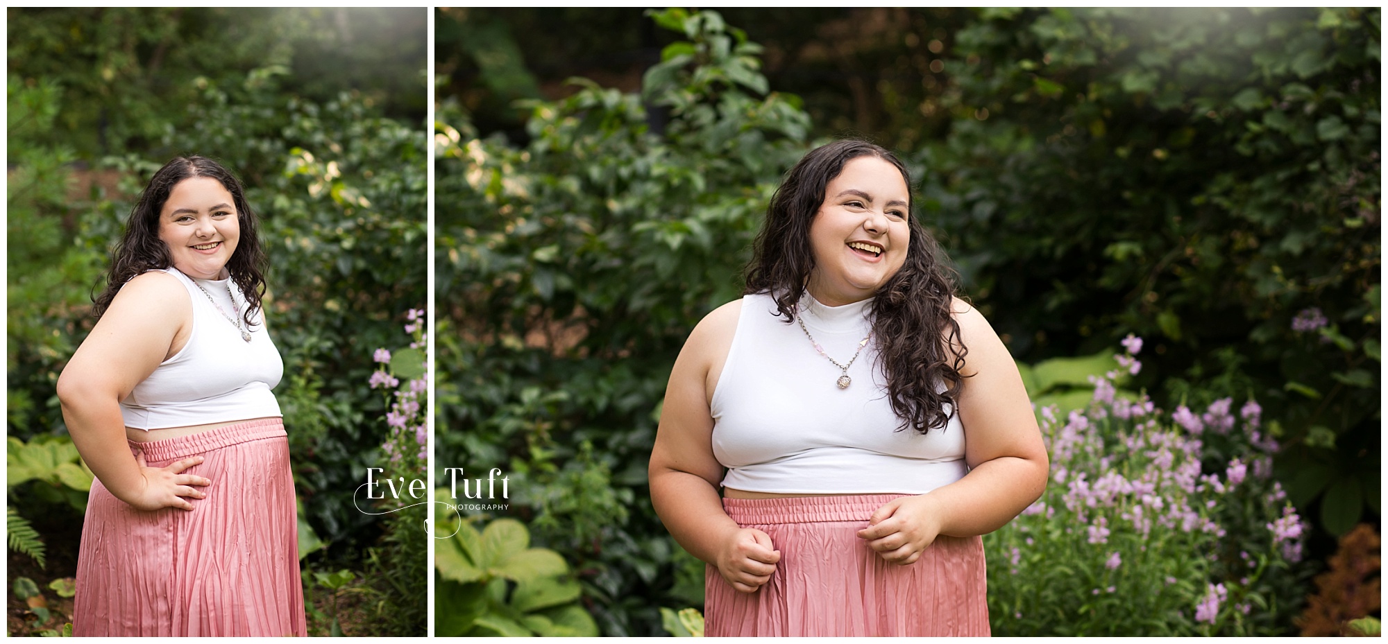 A teen stands in a flower garden | Senior Photographer in Midland, Michigan