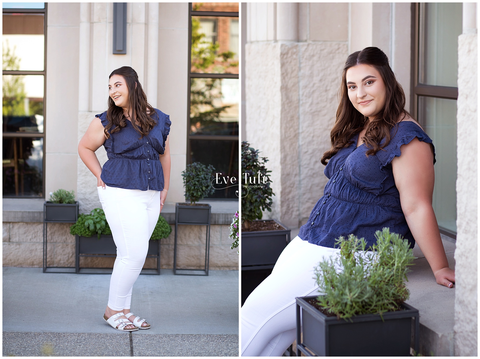 A teenager looks over her shoulder for her session | Senior Photographer in Midland, MI