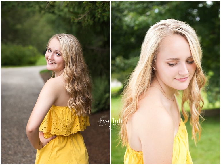 Beautiful teenager poses on a pathway at Dow Gardens | Senior photography Michigan