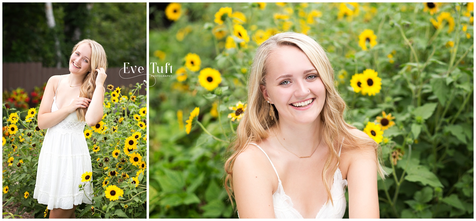 A senior girl sits in front of flowers near the garden of roses | Senior Photographer in Midland, Michigan