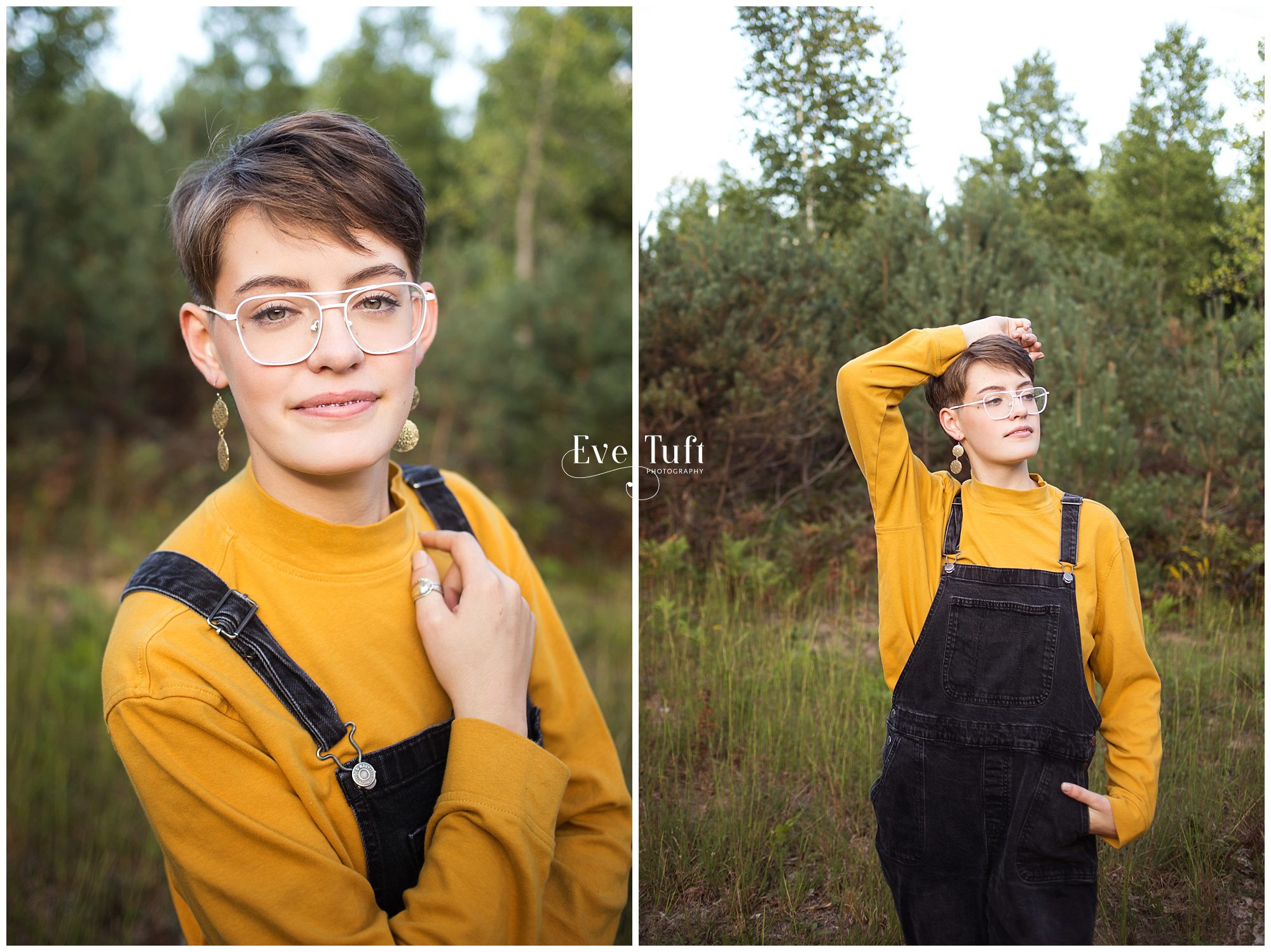 A beautiful teenager stands outside in a forest in Sanford, Michigan | Senior Photographer in Sanford, MI