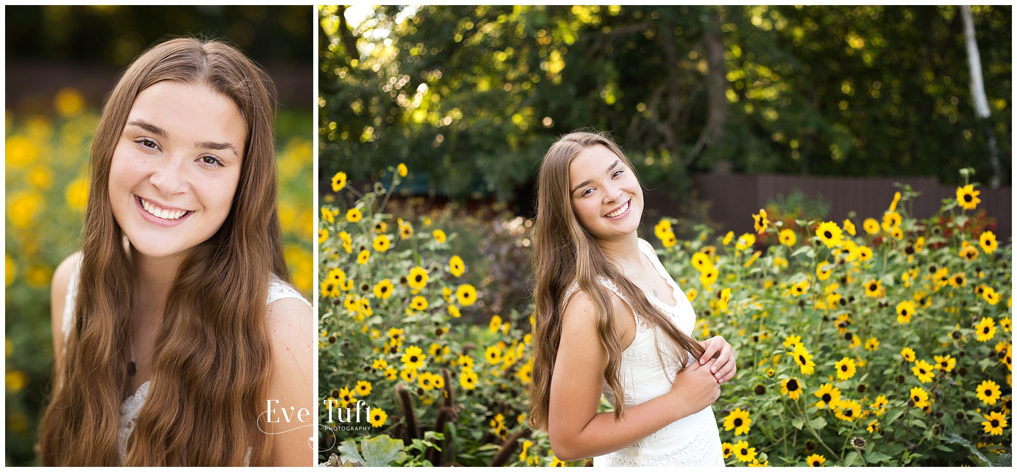 A beautiful teens stands in a bunch of flowers in the Children's Garden for her session | Senior Photographers in Midland, MI