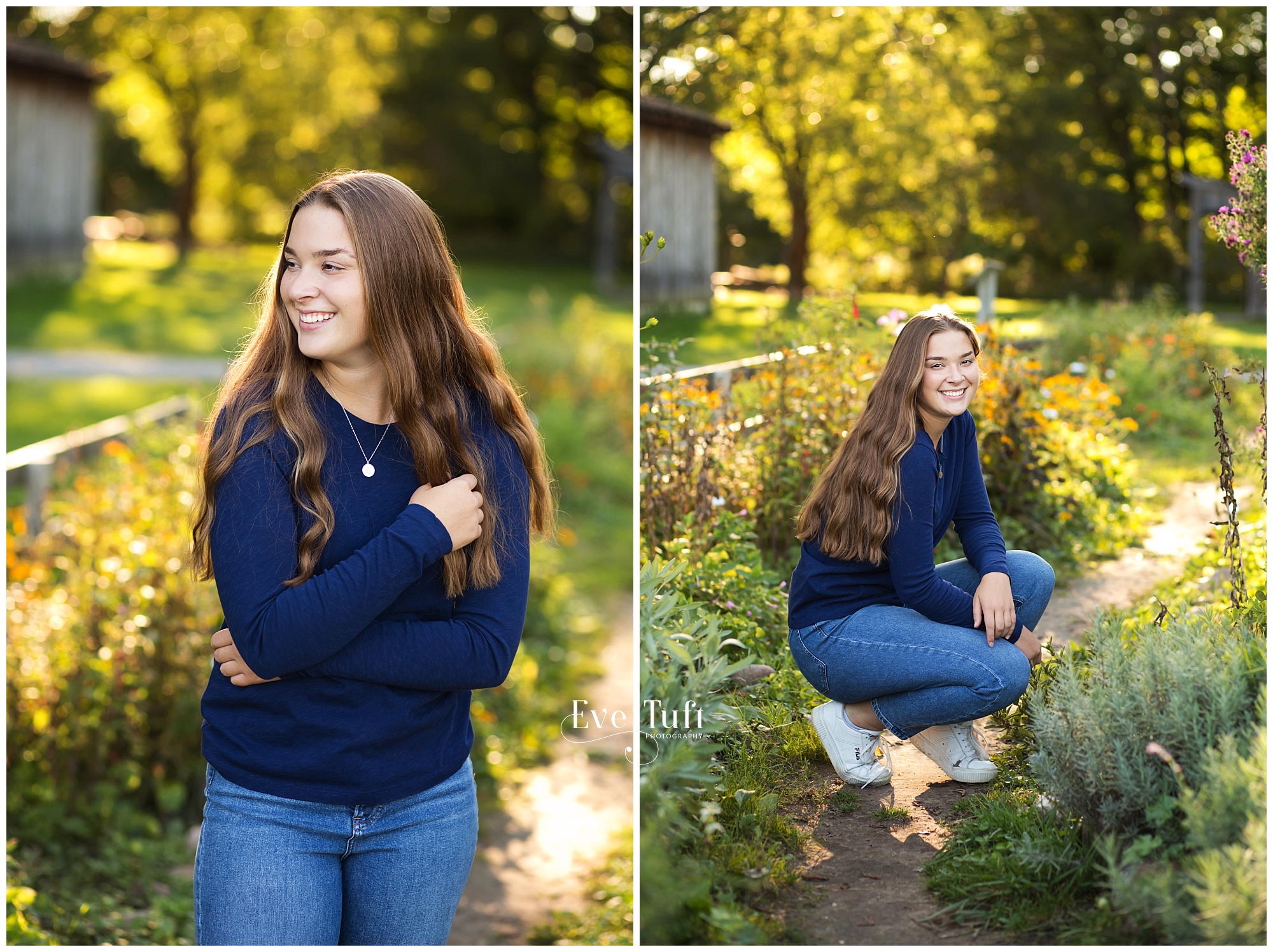 A soccer player teen stands in a garden at the Chippewa Nature Center | Midland, Michigan Senior Photographers Near me