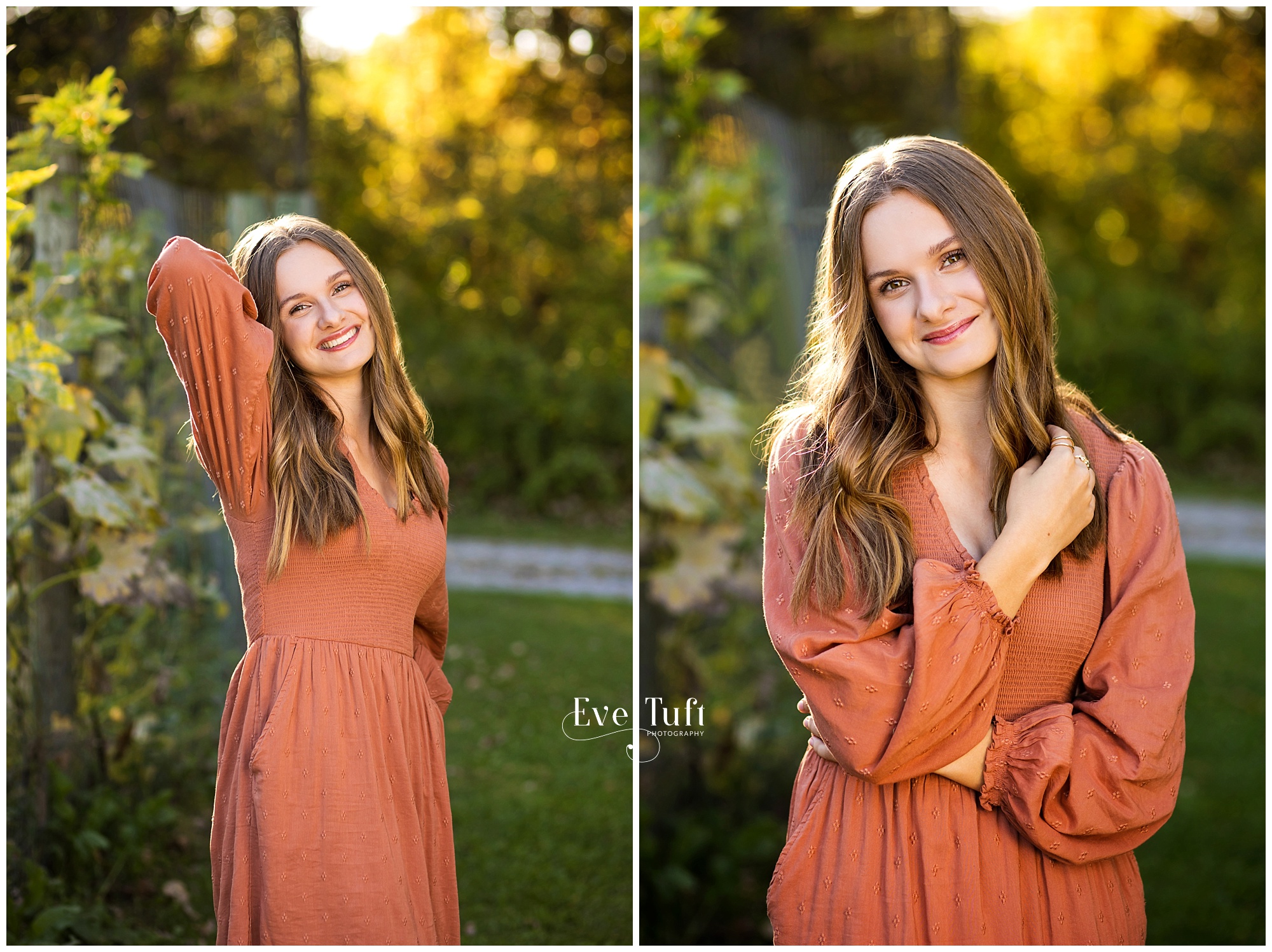 A beautiful teen stands in a garden outside at the nature center | Senior Photographer in Midland, Michigan