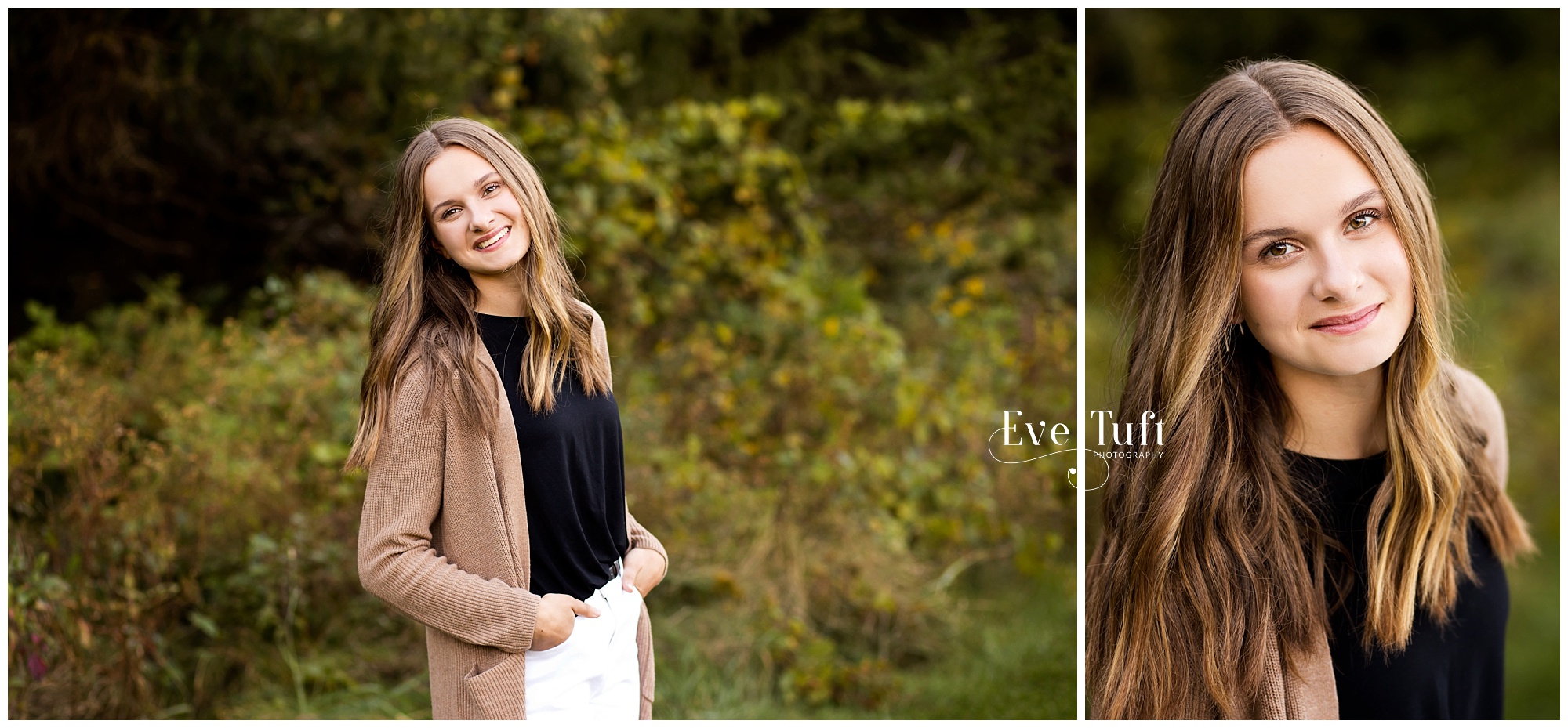 A beautiful teen stands outside in front of a tree for her senior session | Midland, Michigan senior Photographer