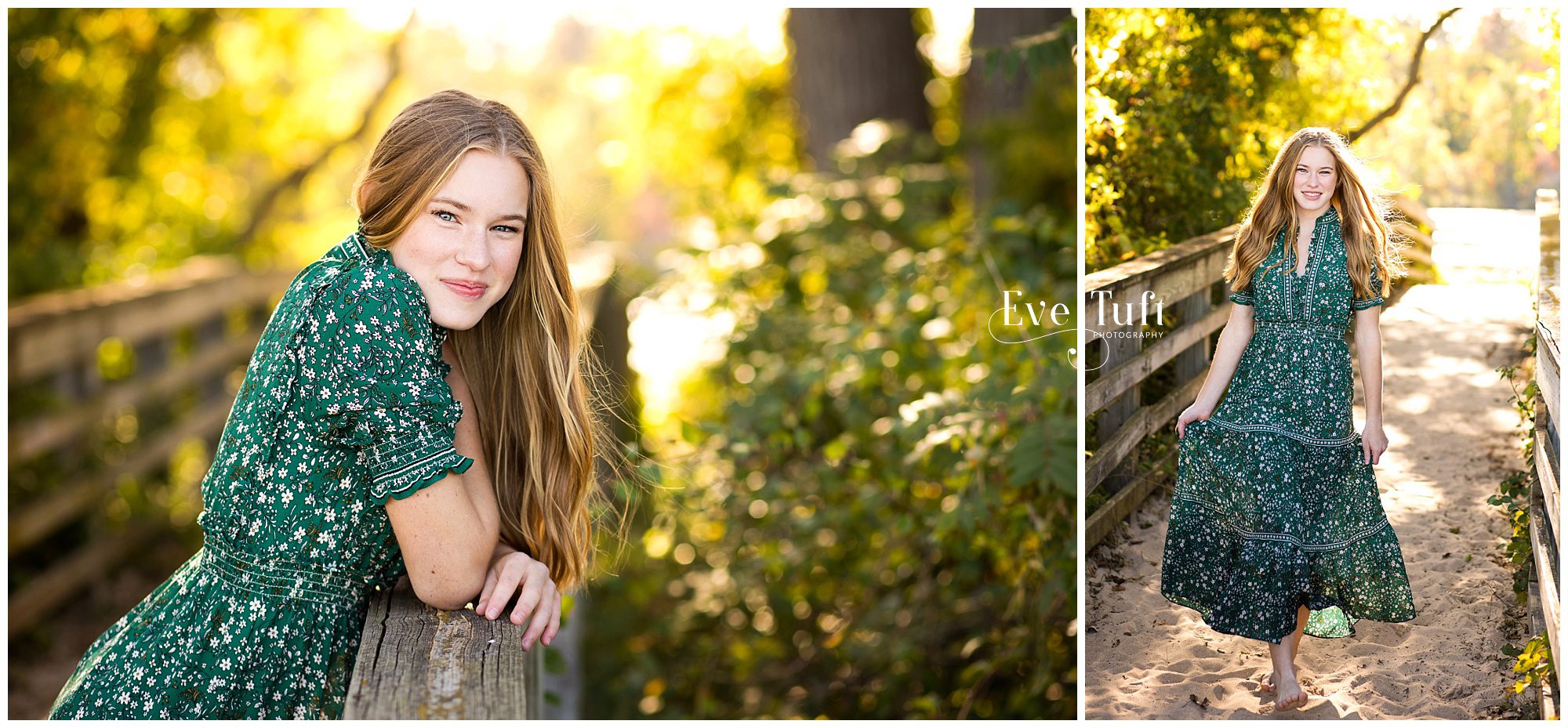 A beautiful young woman walks along a beachy path in the sand | Bay City, MI Senior Photographer