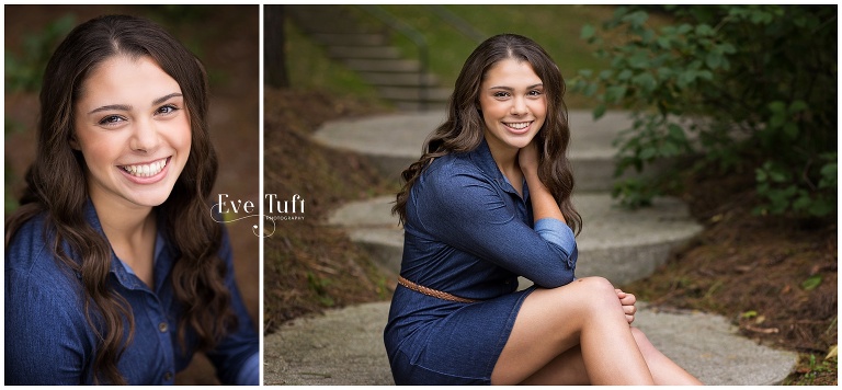 Picture perfect senior sits on a rock at Dow Gardens | Senior Photographers in Midland, Michigan