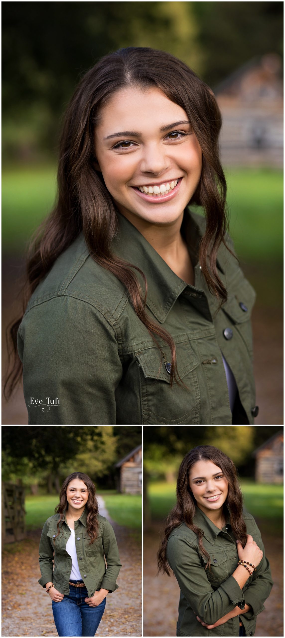 A senior walks down a pathways outside for her session with Eve Tuft | Chippewa Nature Center Perfect Session in Michigan