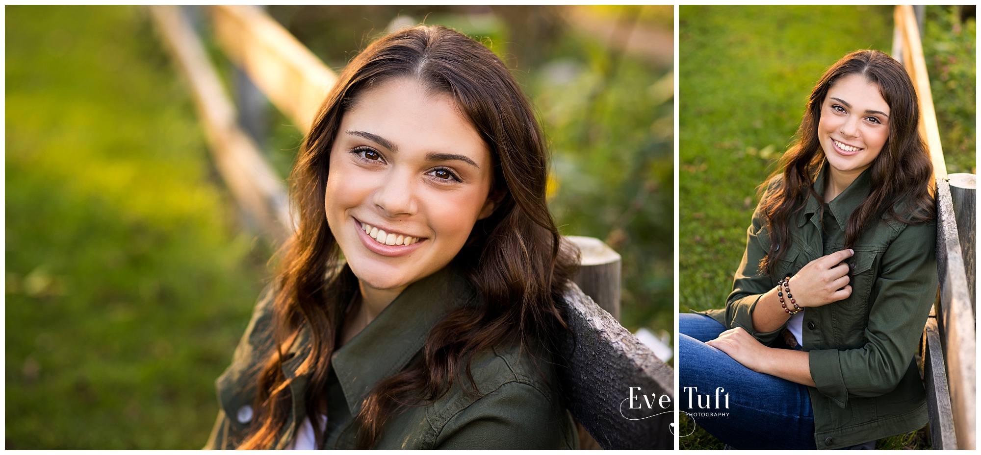A beautiful teen leans against a wooden fence outside | Senior Session Perfect Photographer in Midland, MI