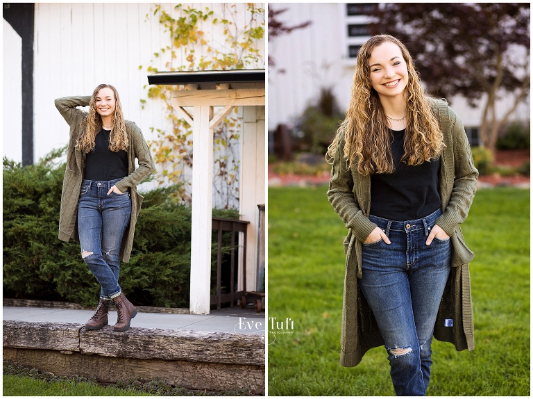 Crooked River senior session in Gladwin, Michigan | Senior walking in the grass by a barn