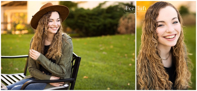 A senior sits on a bench wearing a hat | Gladwin, Michigan Senior Session