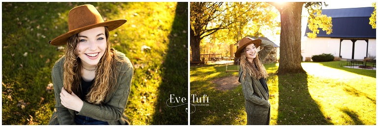 A senior girl sits in the sunshine for her session at Crooked River | Michigan Photographer in Gladwin