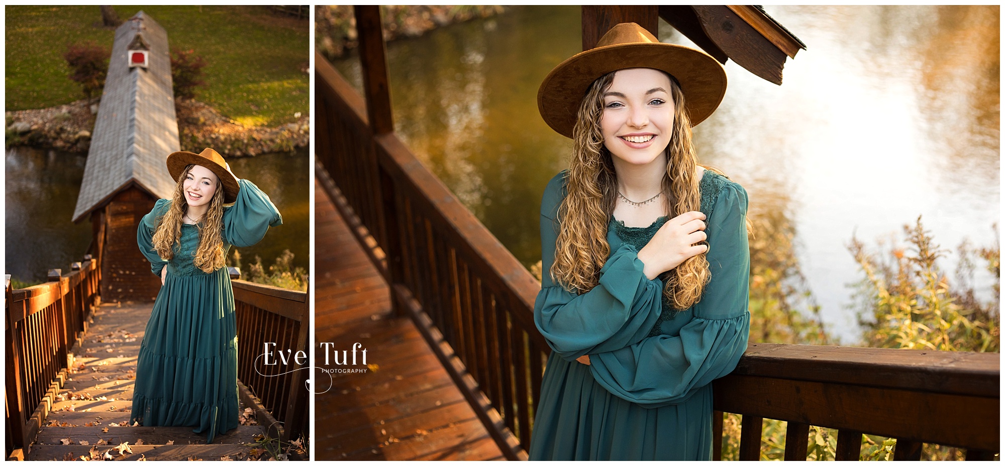 A beautiful teen stands on the covered bridge at Crooked River Weddings | Senior Session with Midland, Michigan Photographer