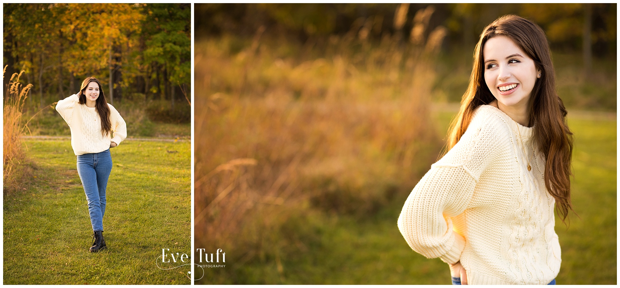 A beautiful young woman walks along a pathway outside at the nature center | Senior Photographer in Midland, Michigan