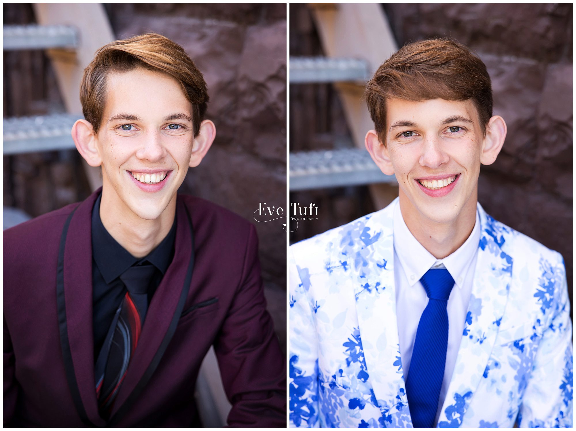 Professional headshots of twin brothers in their suits outside | Michigan Senior Portrait Photographer