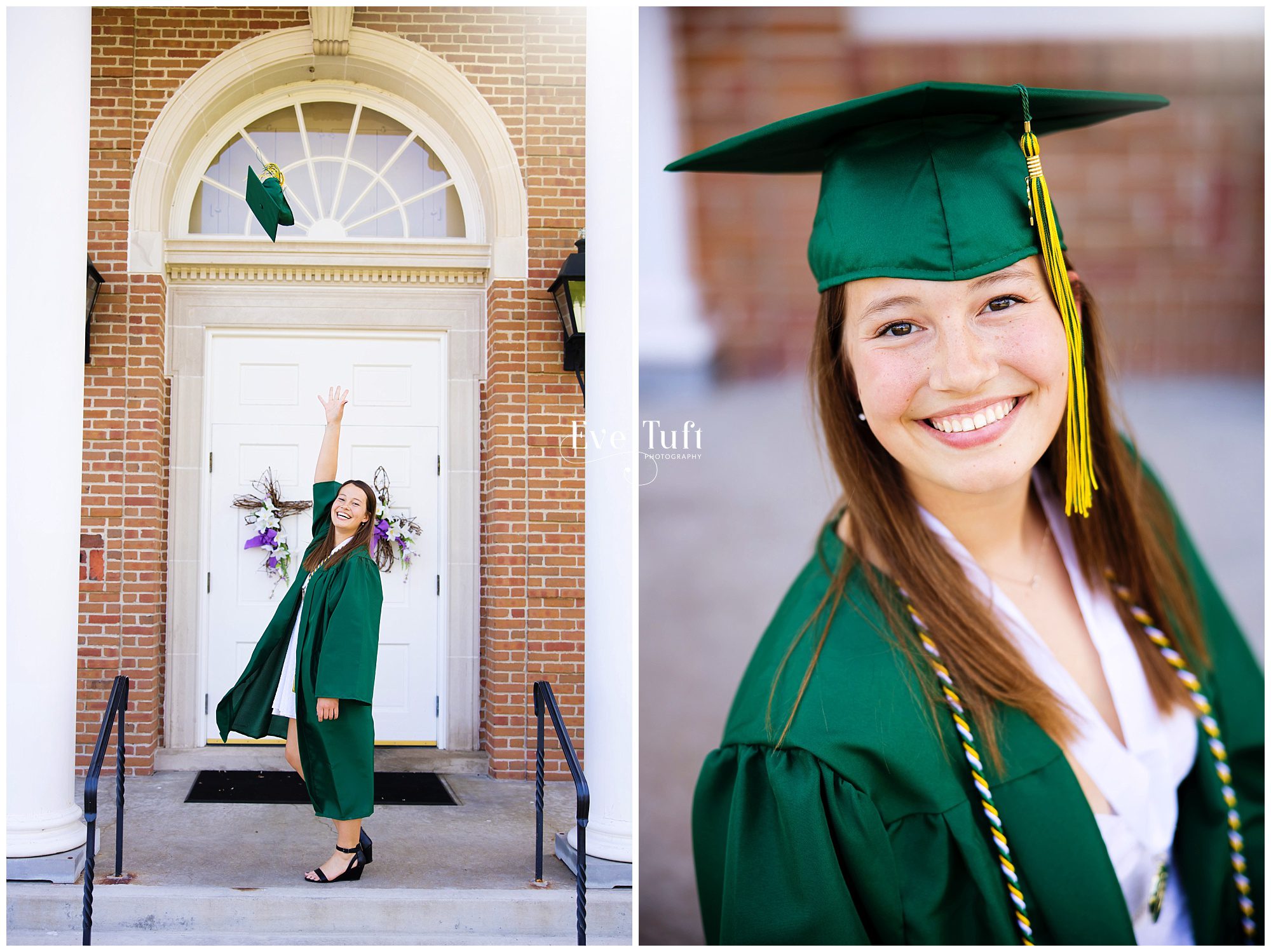 A teen throws her cap in the air for her grad pictures outside in Midland | Dow High School Senior Photographer in Michigan