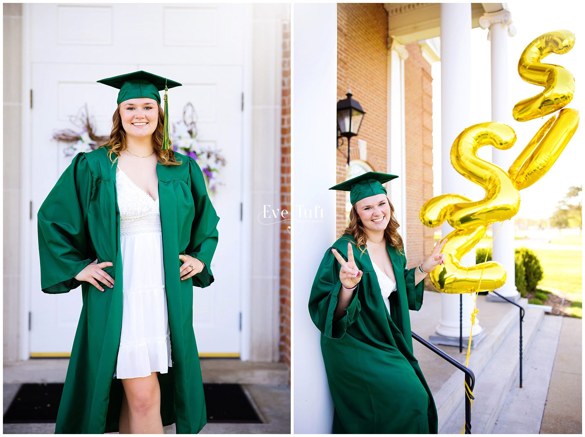 A senior girl stands outside with balloons for her session | Eve Tuft, Midland, Michigan senior photographer