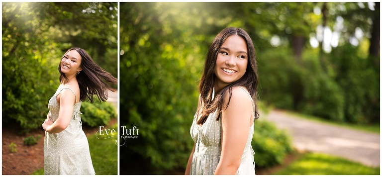 A beautiful teen stands outside in Dow Gardens for her senior session | Welcome, Class of 2023 to senior pictures in Midland, MI