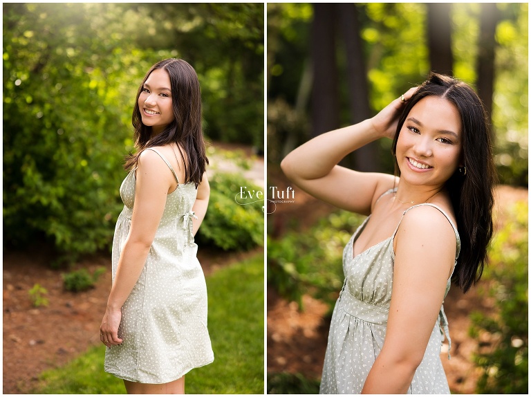 A teen stands outside in Dow Gardens for her senior session | Senior Photographers in Midland, Michigan Welcome class of '23