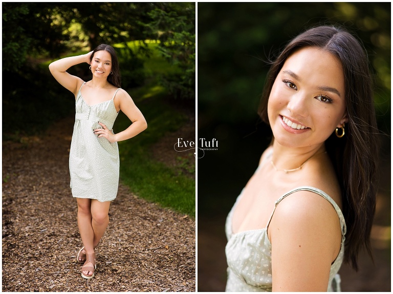 A beautiful teen stands outside for her senior session with Eve Tuft | Midland, Michigan Senior Photographer