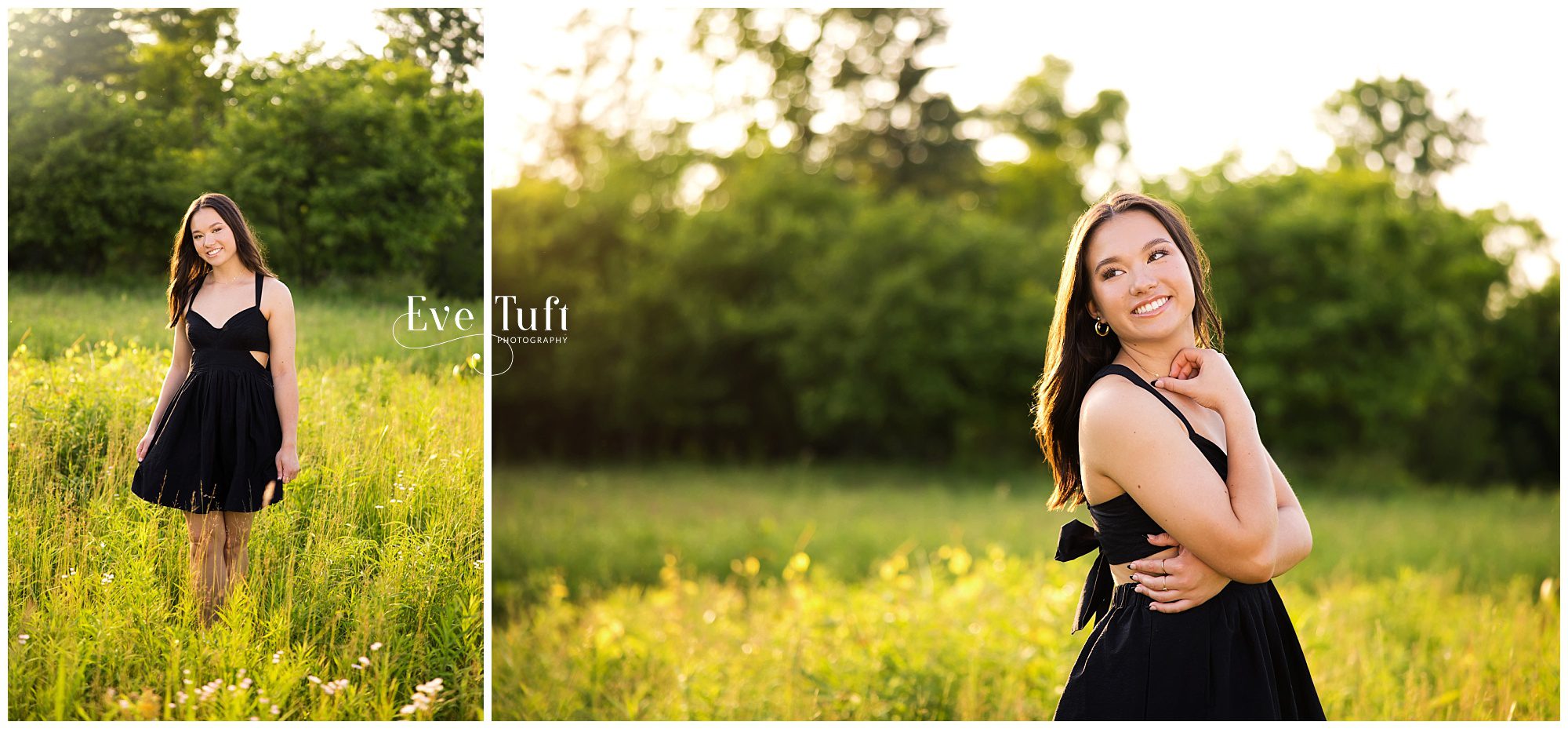A senior walks in the grass outside for her session | Midland, MI Photographer