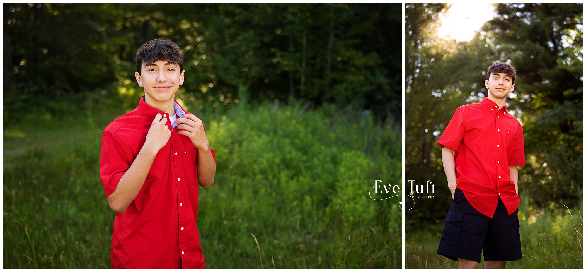 Jaime stands outside in the forest for his session | Portrait Photographer in Midland, MI