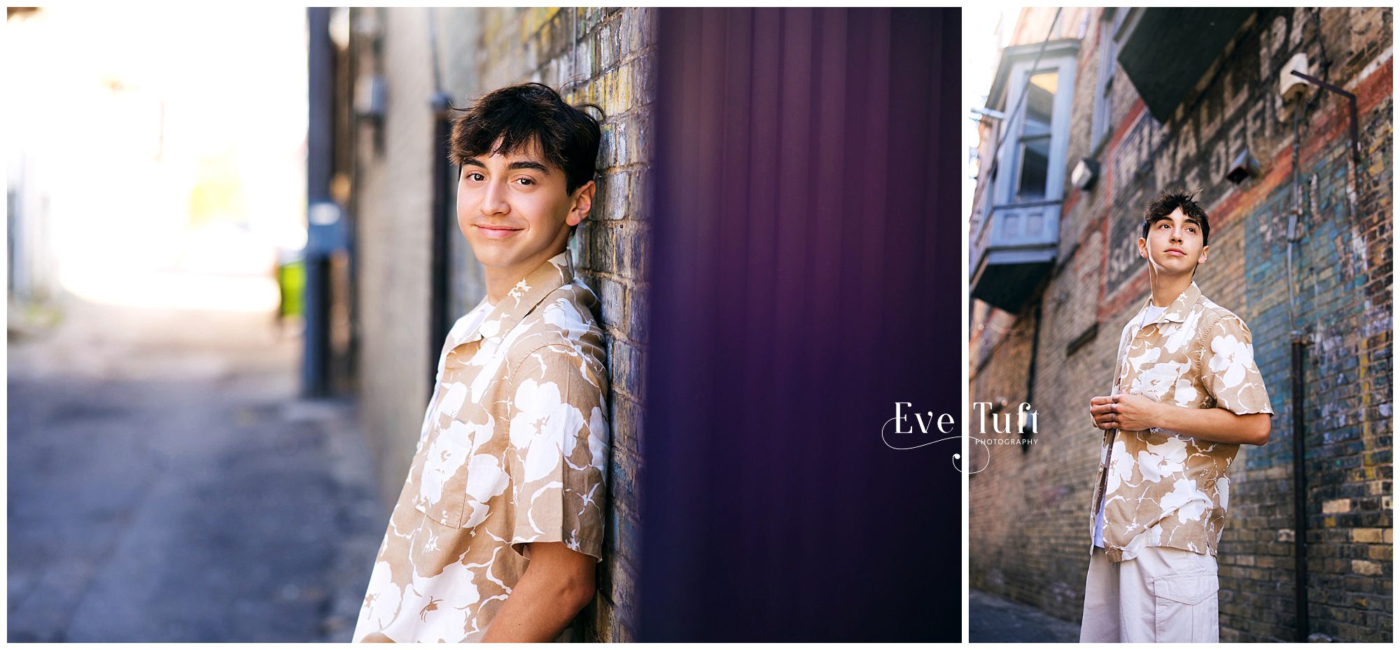 Senior Pictures of a guy in an alleyway in Bay City, MI | Photographer for teens