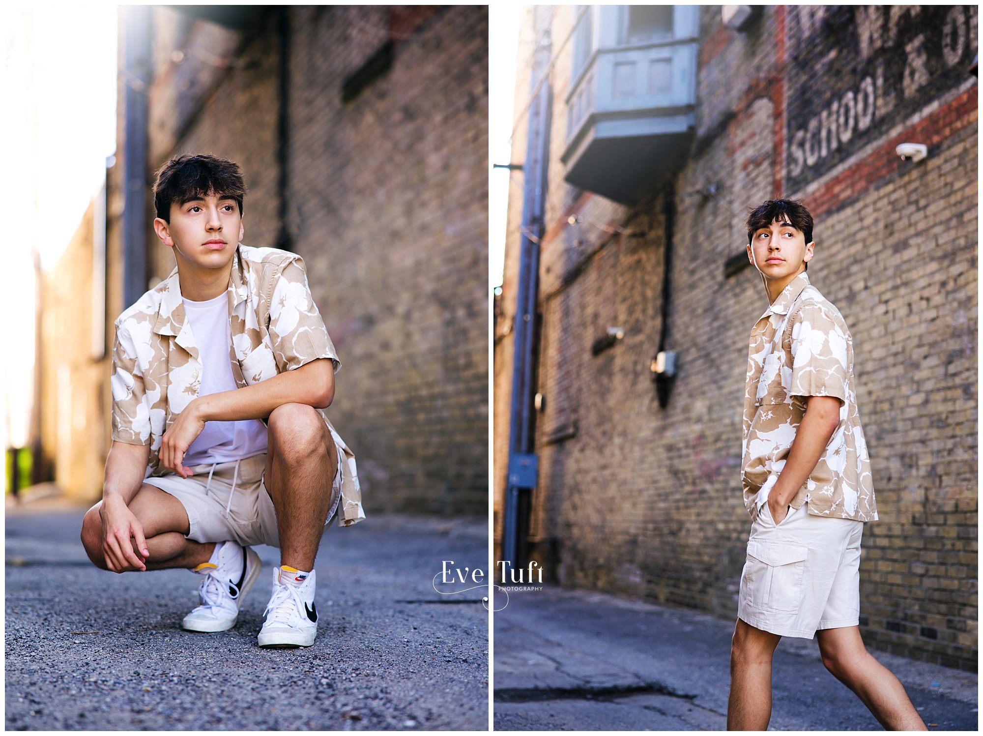 Jaime squats down outside in Bay City | Senior Portrait Photographer in Michigan