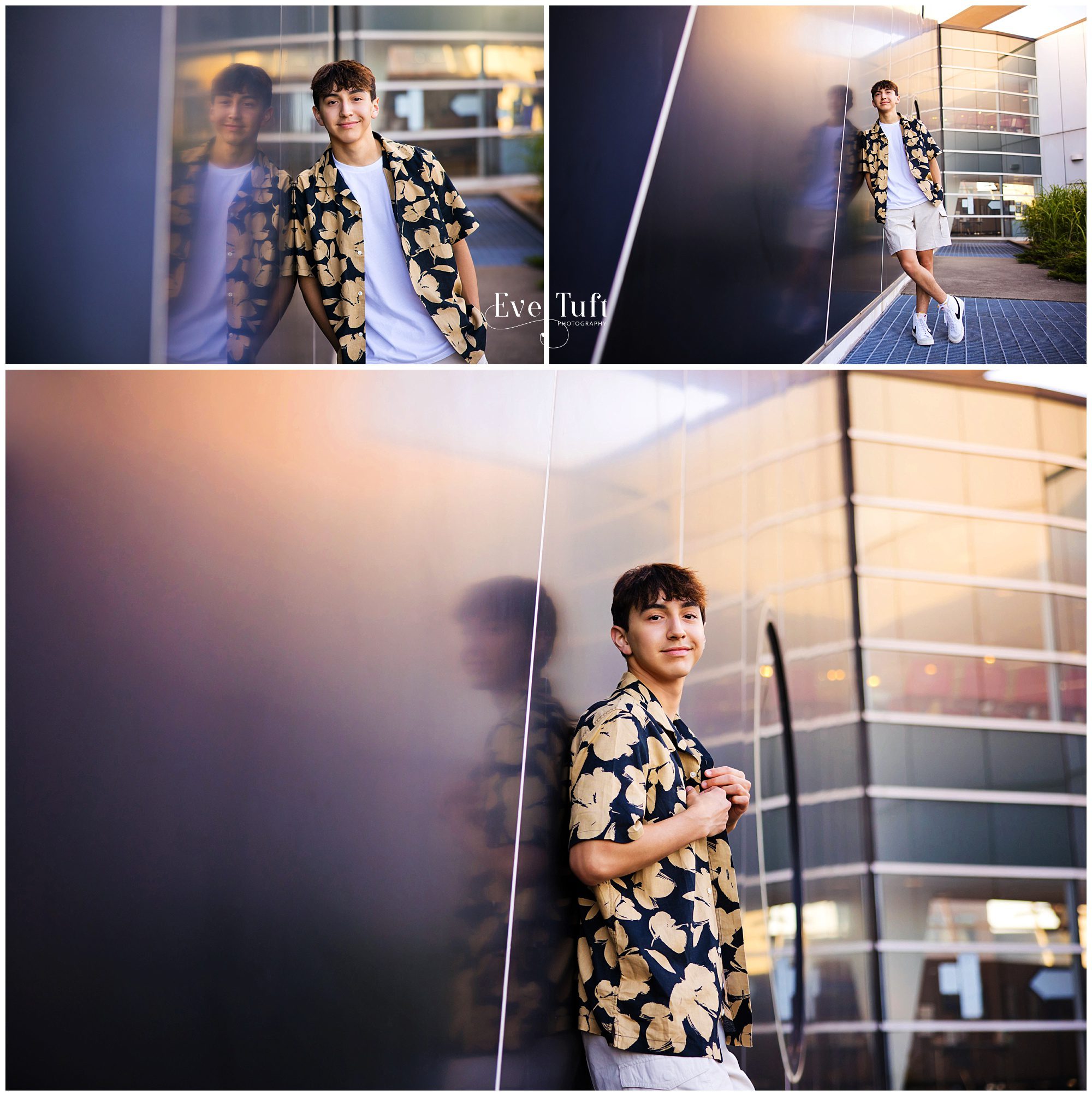 A guy leans against a building outside for his photo session | Senior Pictures in Downtown Bay City, MI