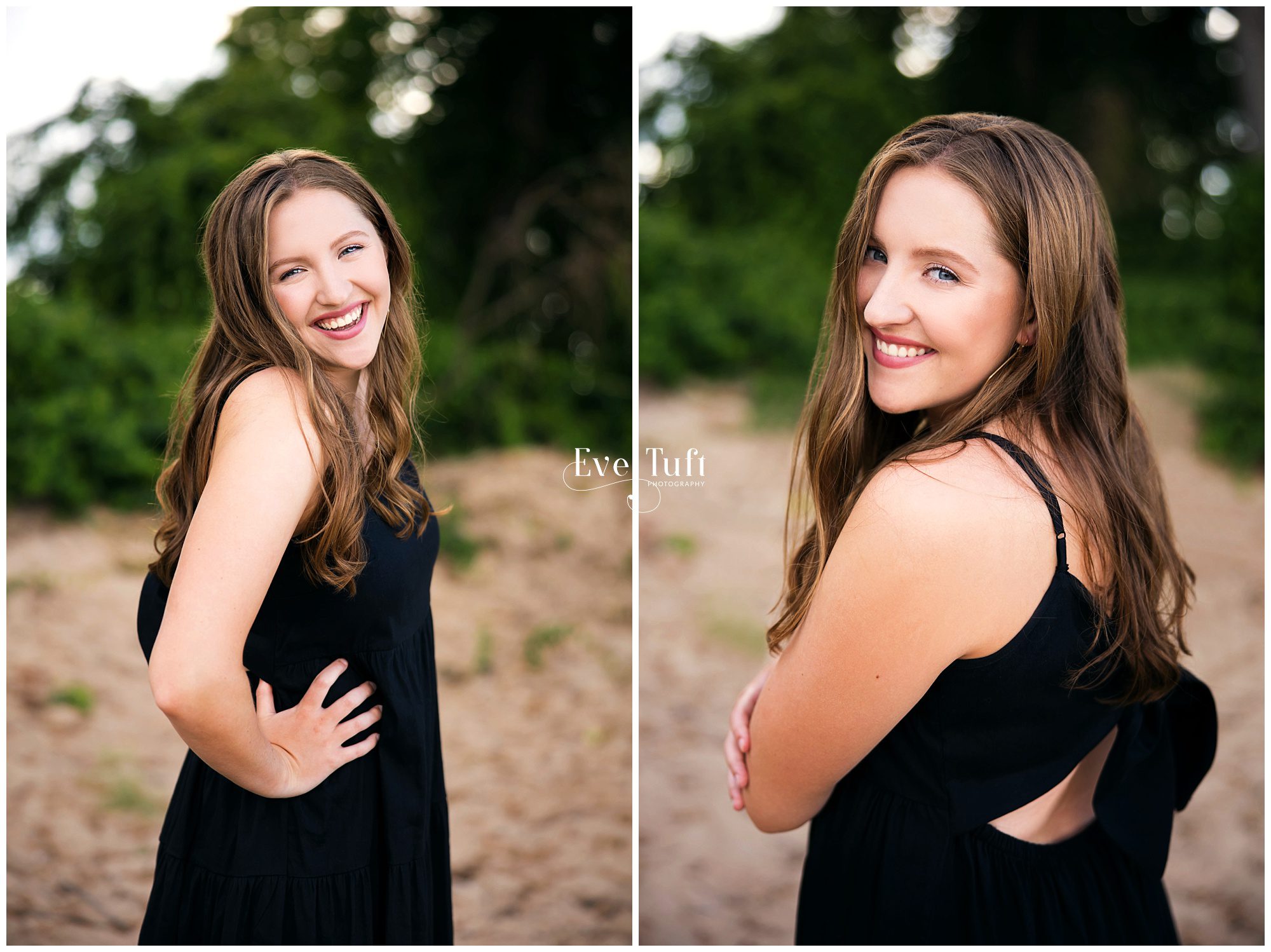 A beautiful teen stands on the beach outside in the sand | Senior Photographers in Bay City, Michigan