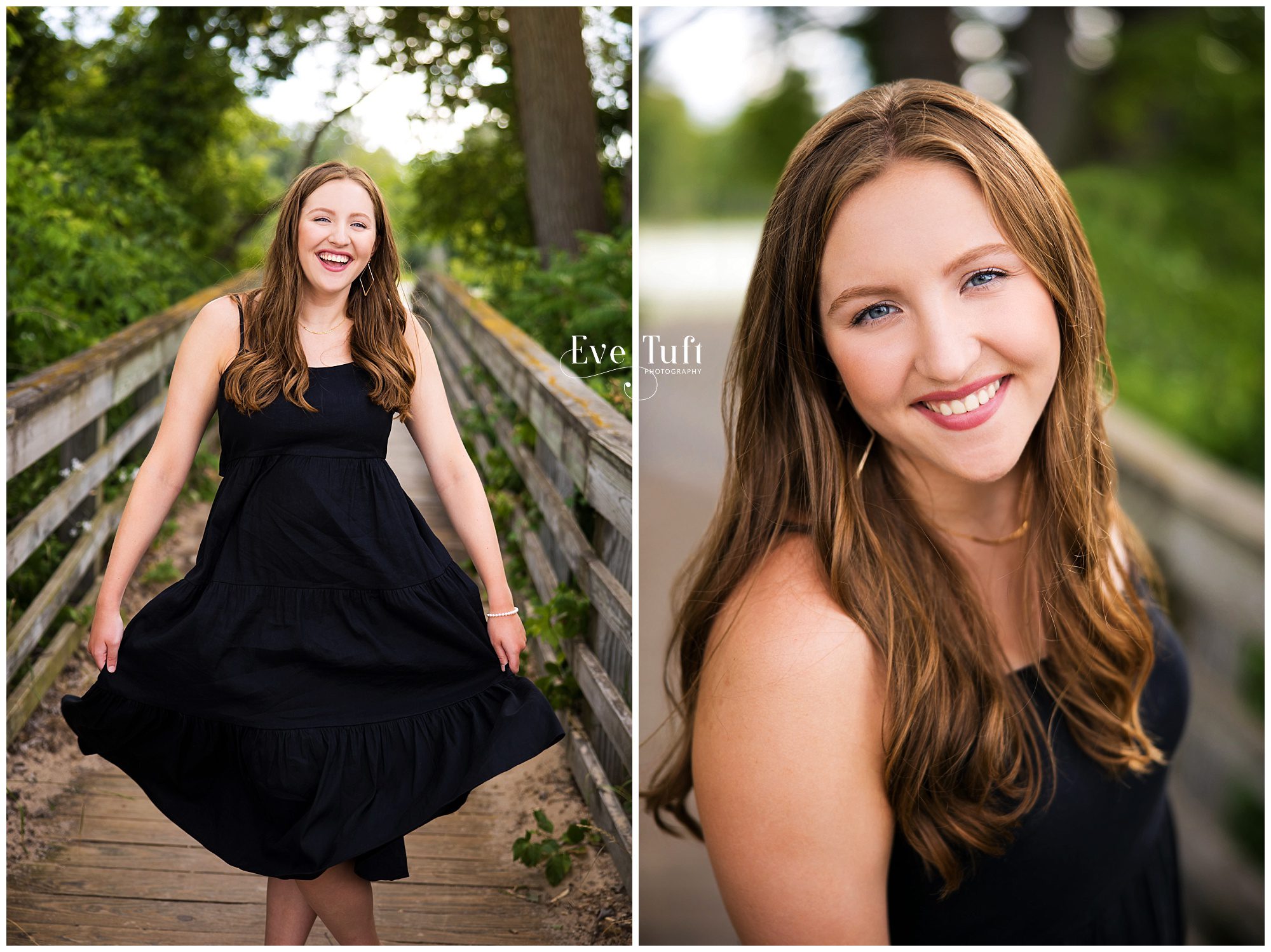 A teen twirls in her dress outside near Bay City State Park for her photo session | Bay City, Michigan Senior Photographer