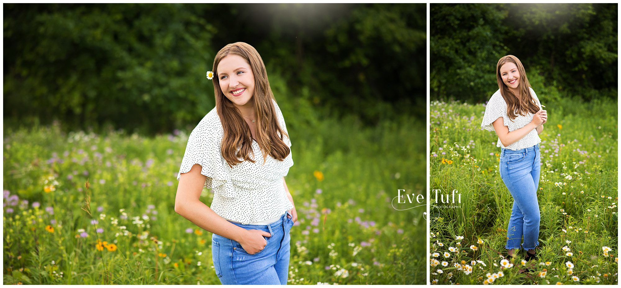 A lovely teen stands in a field of flowers outside | Chippewa Nature Center pictures by Eve Tuft Photography