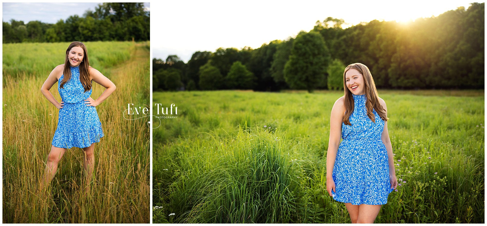 A beautiful teen stands in a field of green for her session outside | Senior Photographer in Midland, Michigan