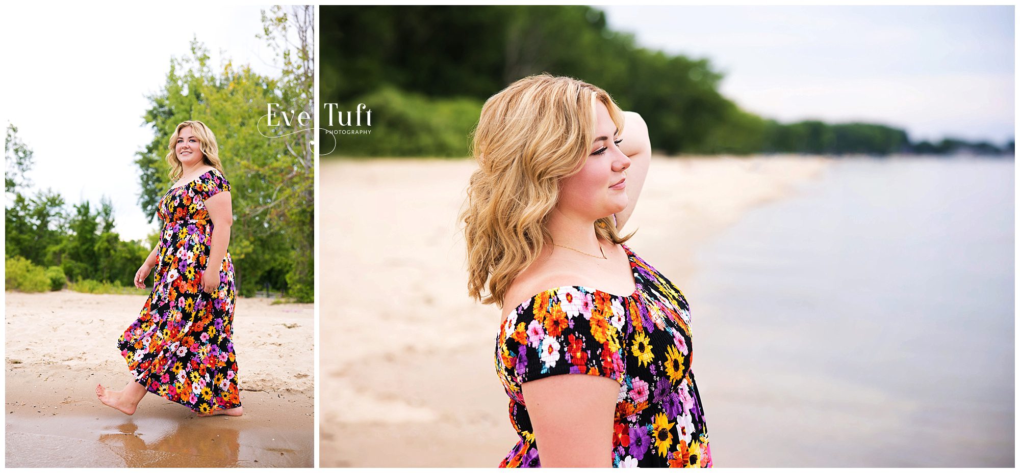 A pretty teen walks along the beach in Bay City State Park | Michigan Senior Photographer