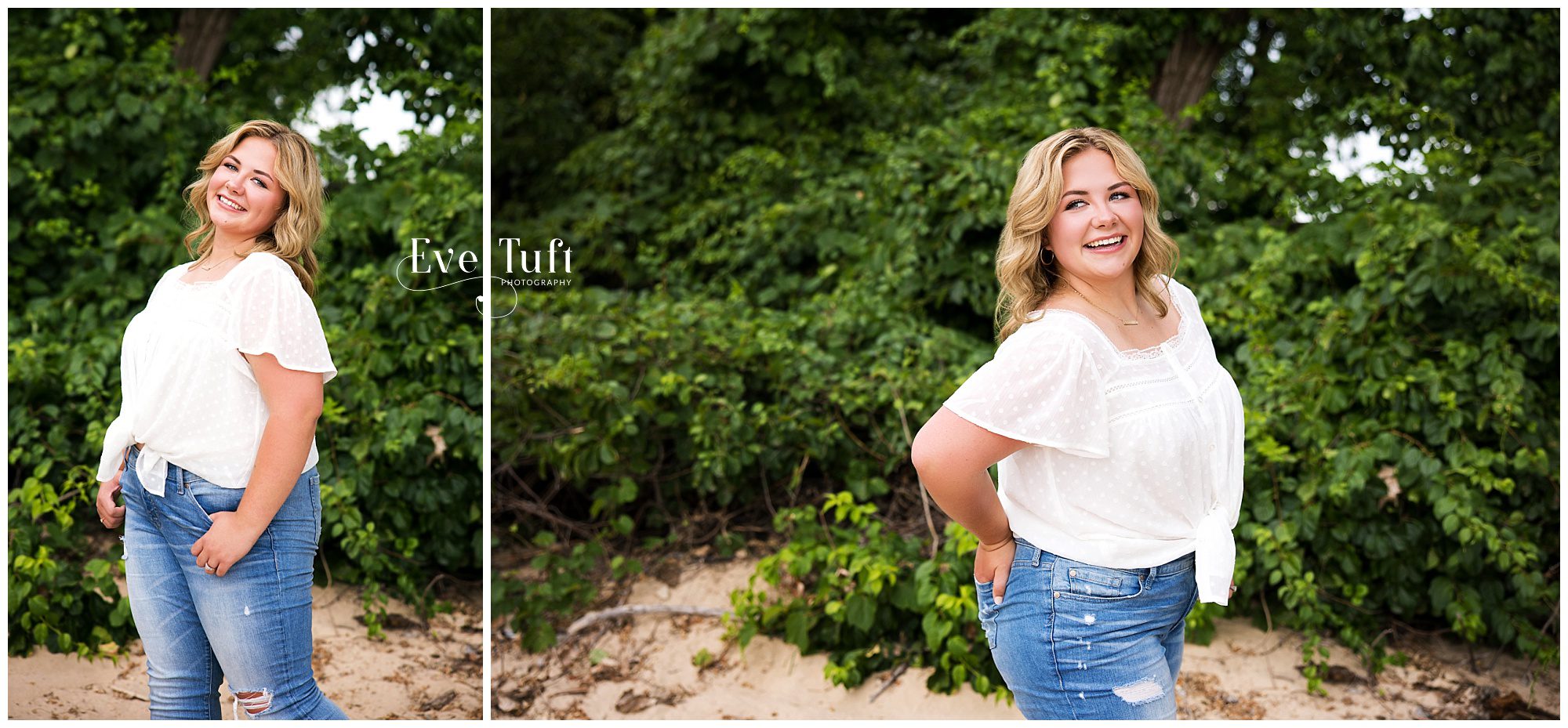Natalie poses outside on the beach in Bay City for her senior session | Michigan Photographers